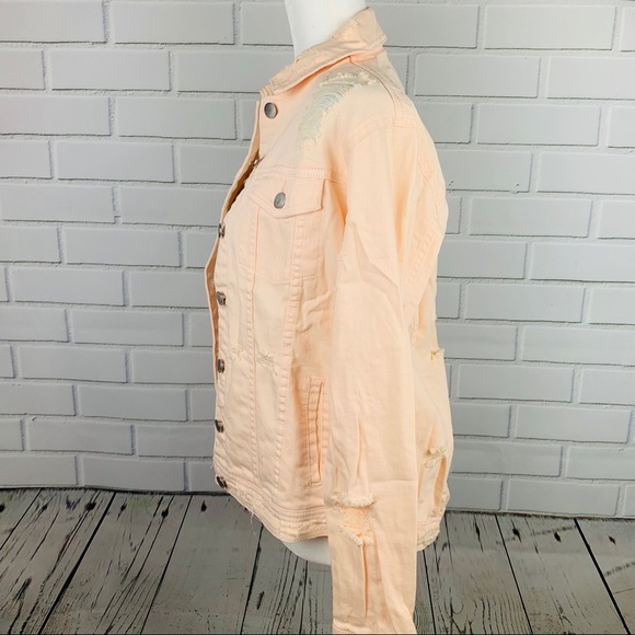 🔥RACHEL RACHEL ROY🔥DISTRESSED DENIM JEAN JACKET LIGHT PINK XS NWT - Picture 7 of 10